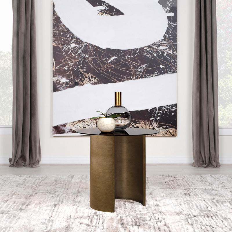 Morena Round Tawny Glass Top Side End Table