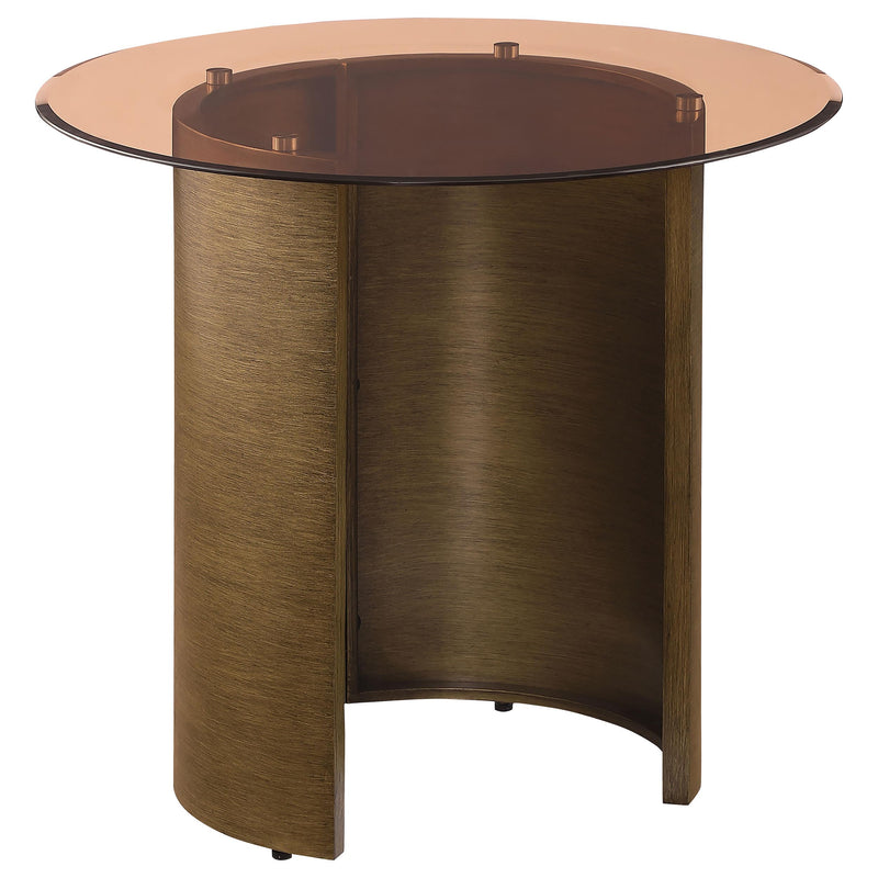 Morena Round Tawny Glass Top Side End Table