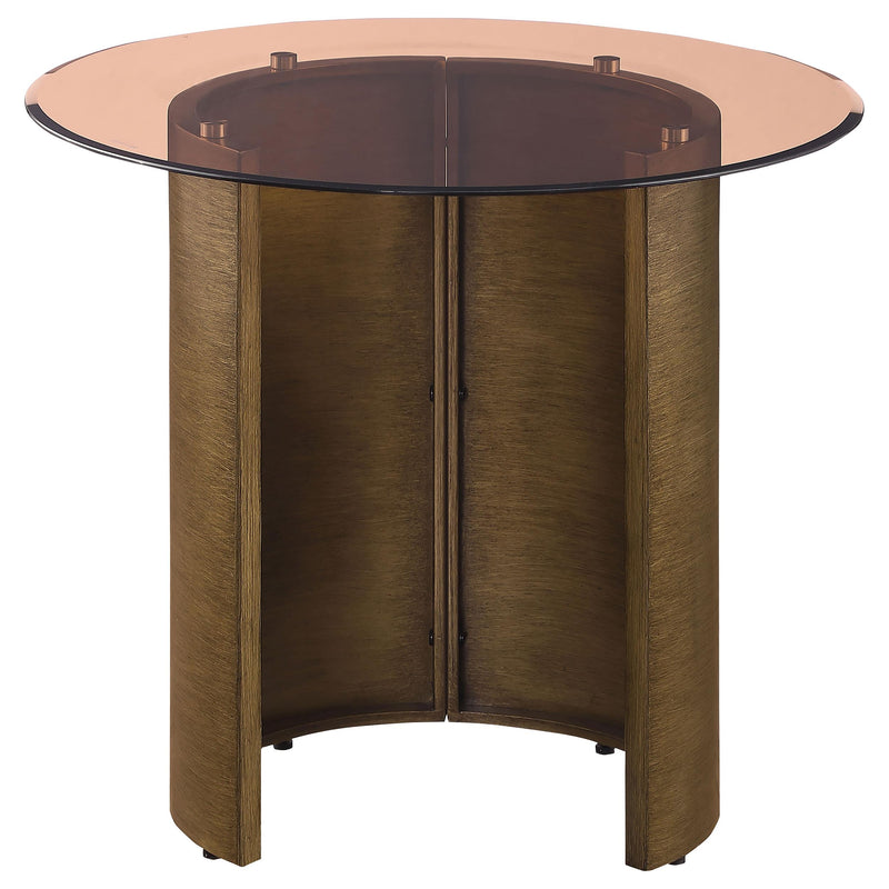 Morena Round Tawny Glass Top Side End Table