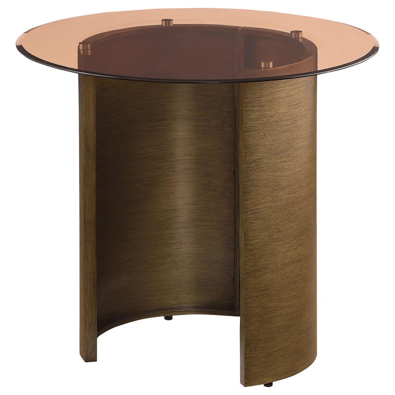 Morena Round Tawny Glass Top Side End Table