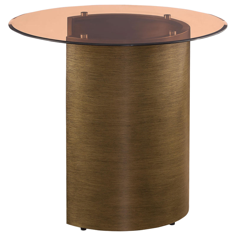 Morena Round Tawny Glass Top Side End Table