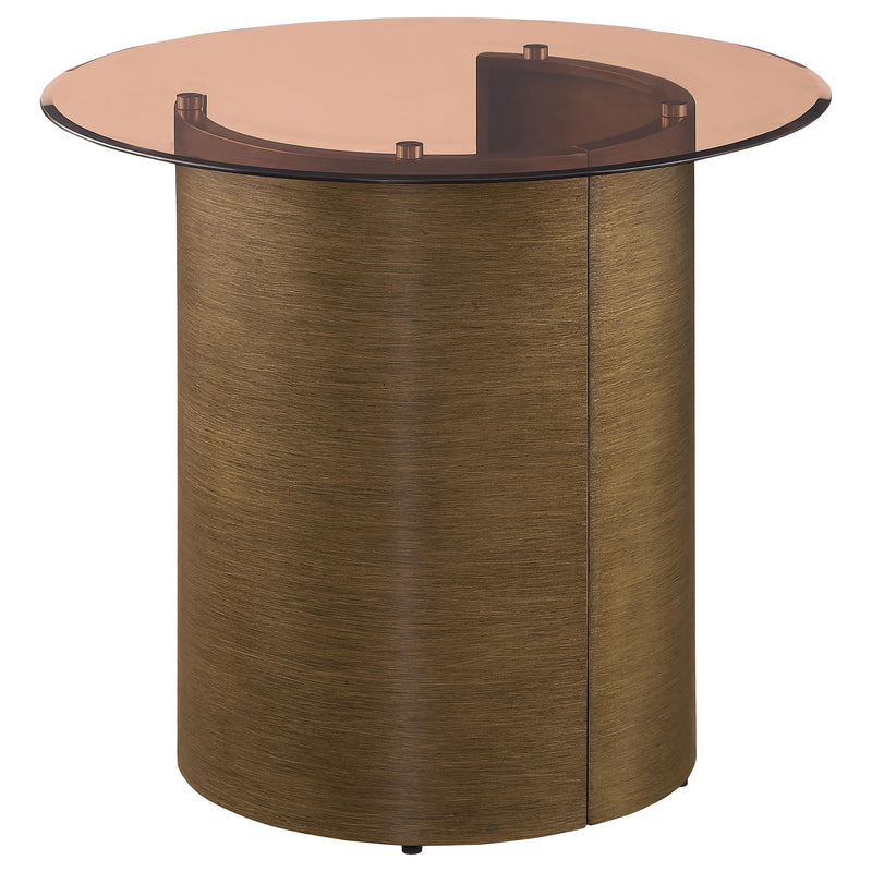 Morena Round Tawny Glass Top Side End Table