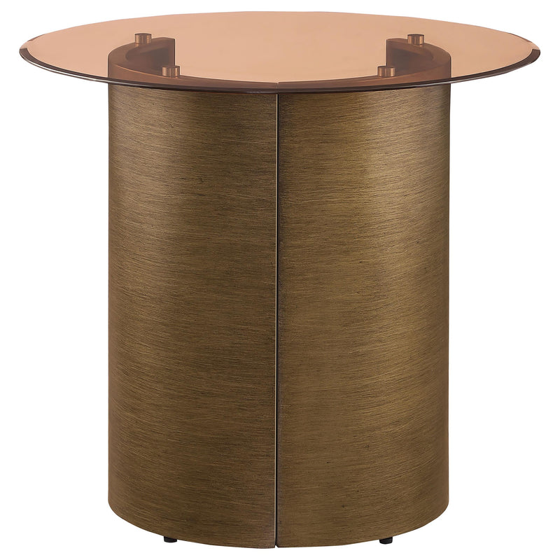 Morena Round Tawny Glass Top Side End Table