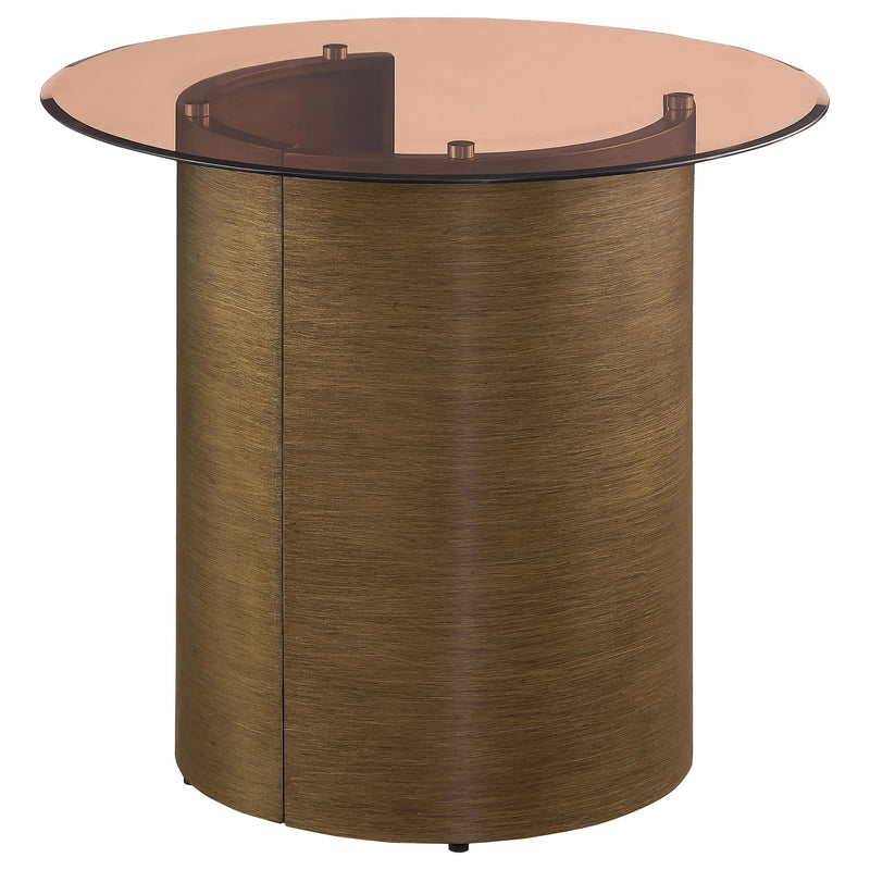 Morena Round Tawny Glass Top Side End Table