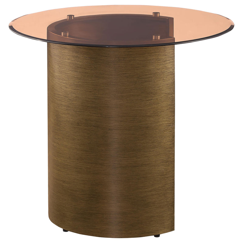 Morena Round Tawny Glass Top Side End Table