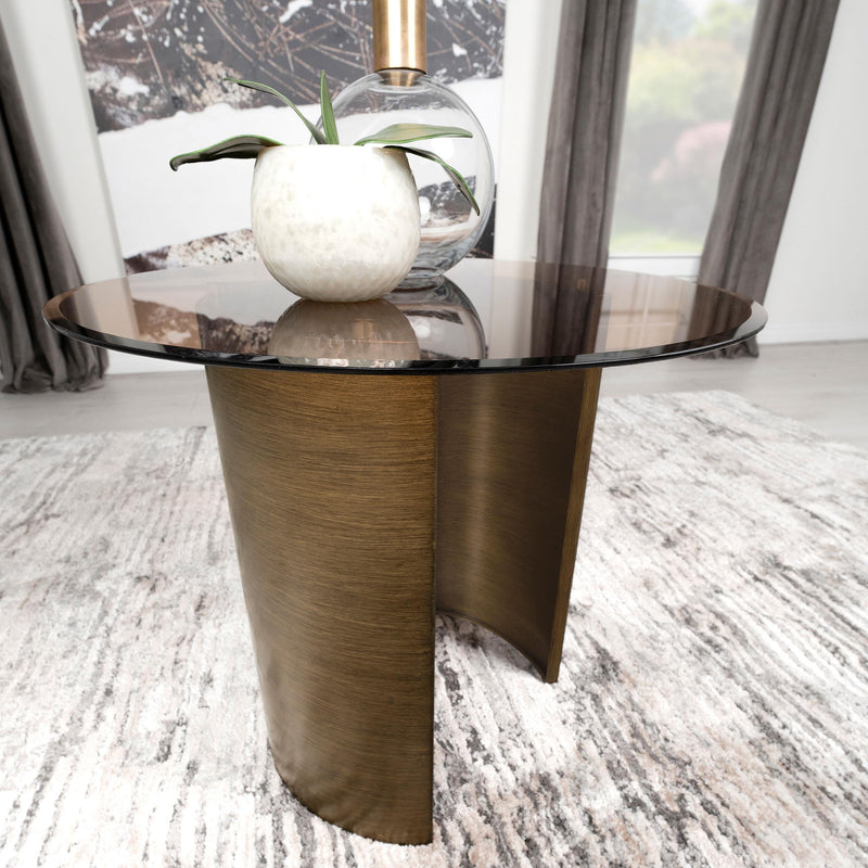 Morena Round Tawny Glass Top Side End Table