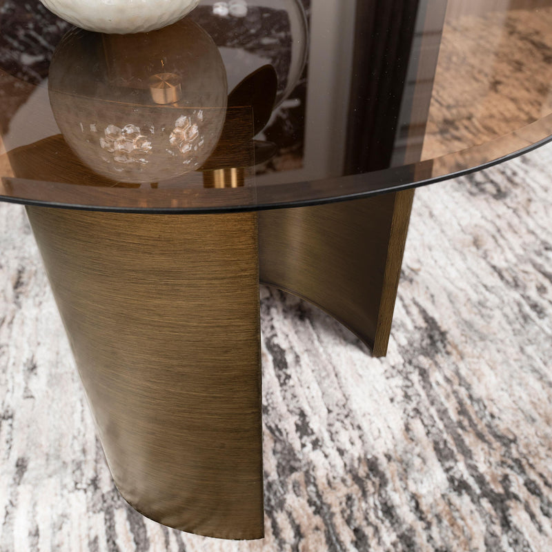 Morena Round Tawny Glass Top Side End Table