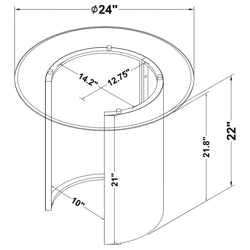 Morena Round Tawny Glass Top Side End Table