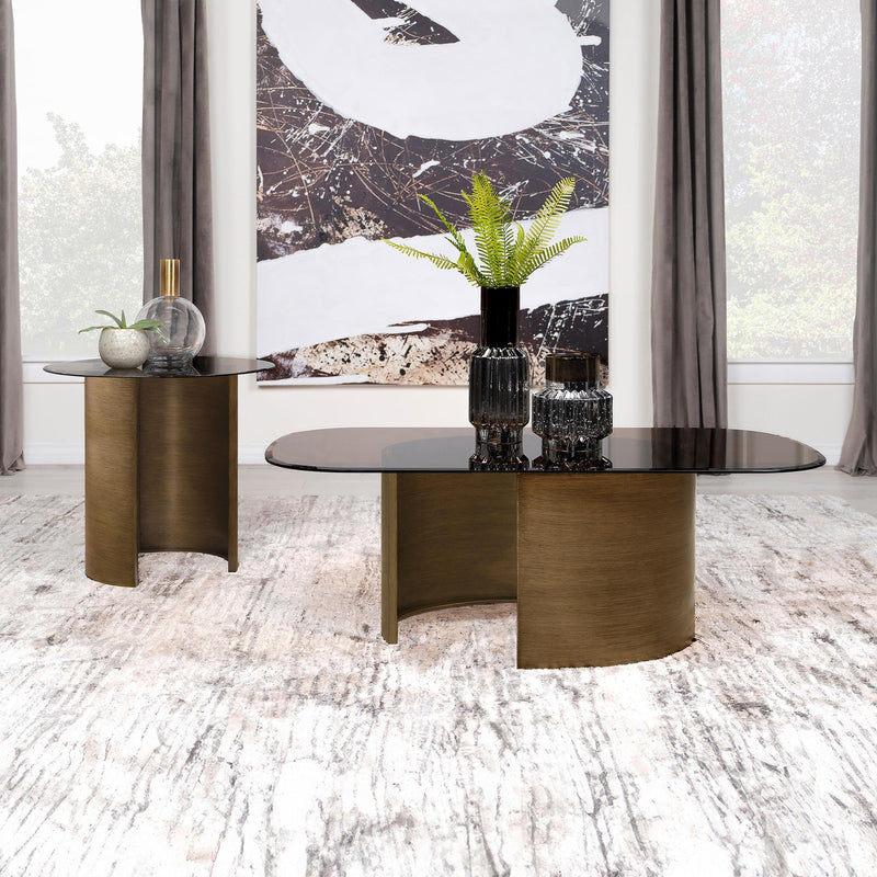 Morena Round Tawny Glass Top Side End Table