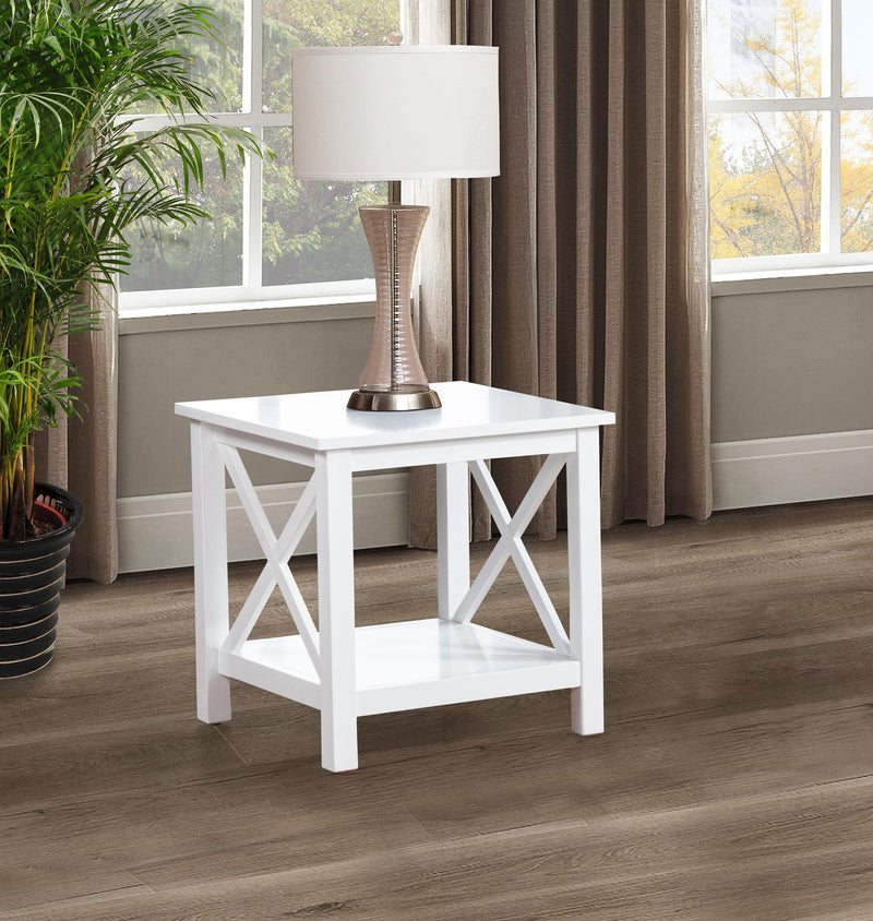 Skyview Square Pine Wood Side End Table with Shelf