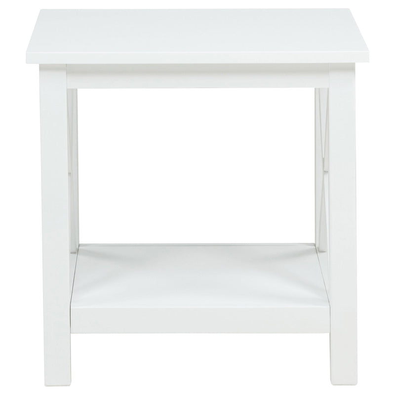 Skyview Square Pine Wood Side End Table with Shelf