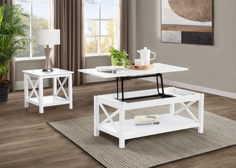 Skyview Square Pine Wood Side End Table with Shelf