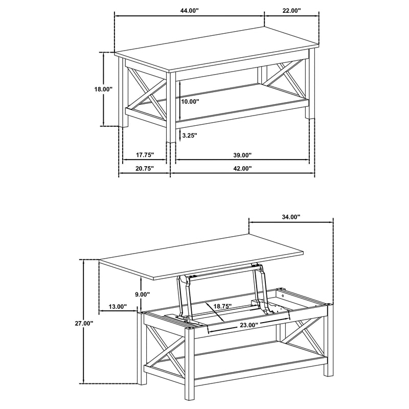Skyview 3-piece Rectangular Lift Top Coffee Table Set