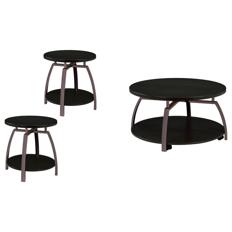 Dacre 3-piece Round Coffee and End Table Set Dark Charcoal - alternate view