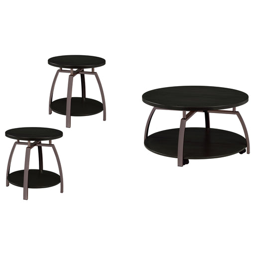 Dacre 3-piece Round Coffee and End Table Set Dark Charcoal - alternate view