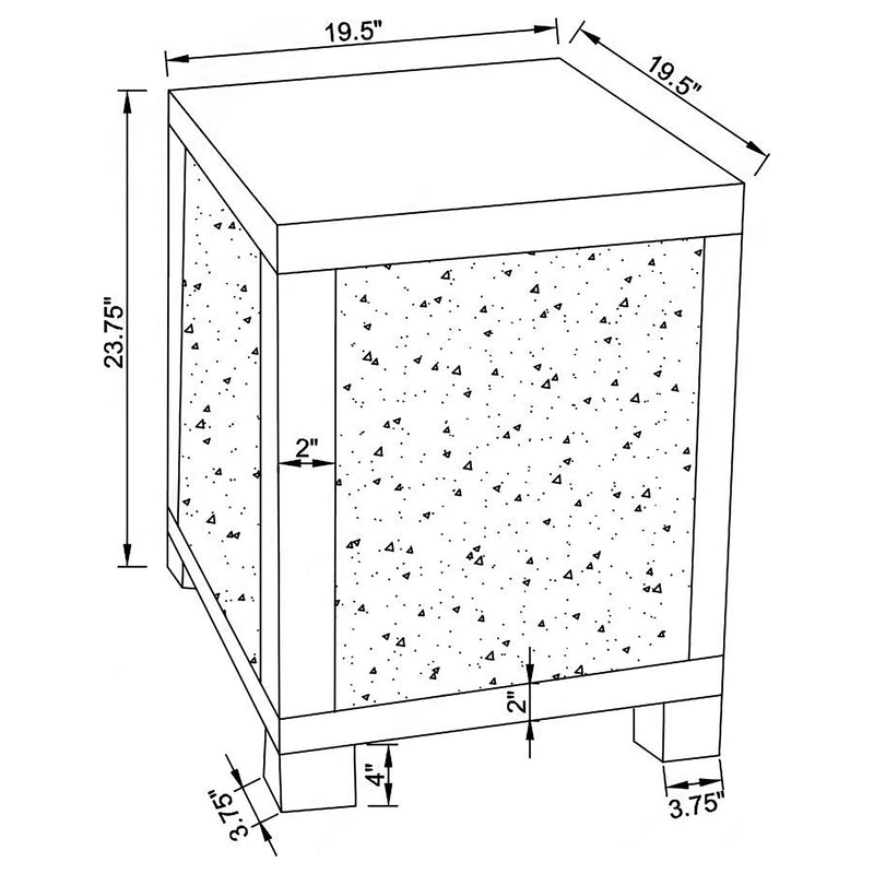 Gillian Rectangular Mirrored Acrylic Side End Table