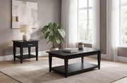Lindenton 2-piece Wood Lift-Top Coffee and End Table Set Black