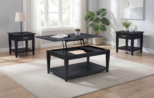Lindenton 3-piece Wood Lift-Top Coffee and End Table Set Black - alternate view