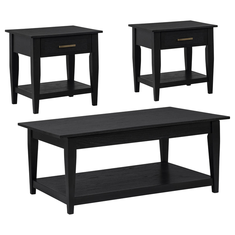 Lindenton 3-piece Wood Lift-Top Coffee and End Table Set Black - detail 3