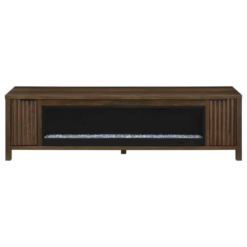 Carey 79-inch TV Stand Fireplace Media Console Dark Pine - detail 4