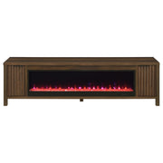 Carey 79-inch TV Stand Fireplace Media Console Dark Pine - detail 5
