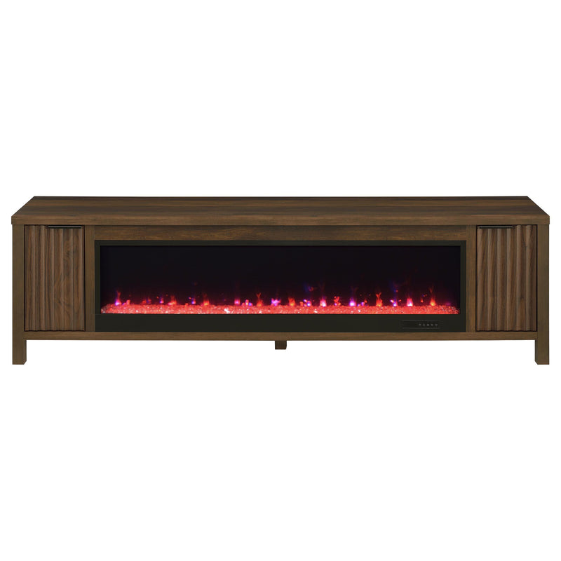 Carey 79-inch TV Stand Fireplace Media Console Dark Pine - detail 5