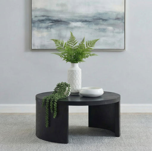 Sweeney 39-inch Round Wood Occasional Cocktail Coffee Table Black