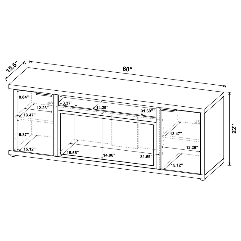 Fuller 60-inch 2-door TV Stand Fireplace Media Console