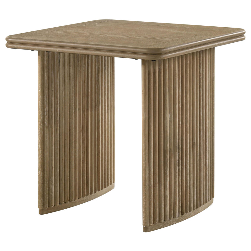 Adina Square Wood Side End Table Distressed Light Brown - detail 4