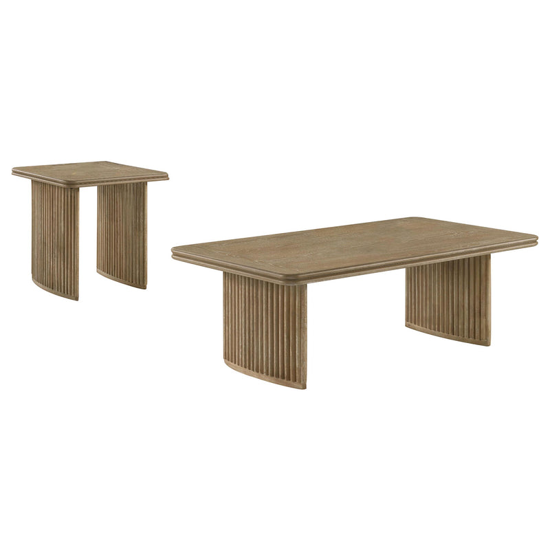 Adina 2-piece Wood Coffee Table Set Distressed Light Brown - alternate view
