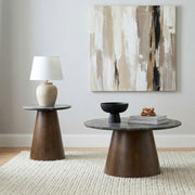 Franklin 2-piece Round Pedestal Coffee Table Set Grey and Dark Brown