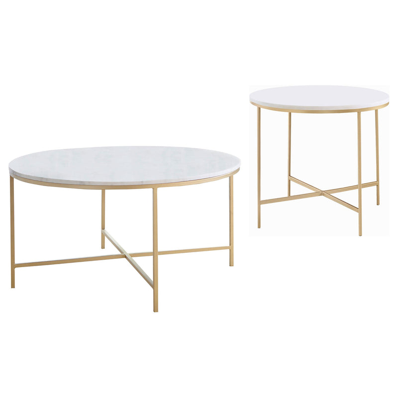 Ellison 2-piece Round Marble Coffee and End Table Set