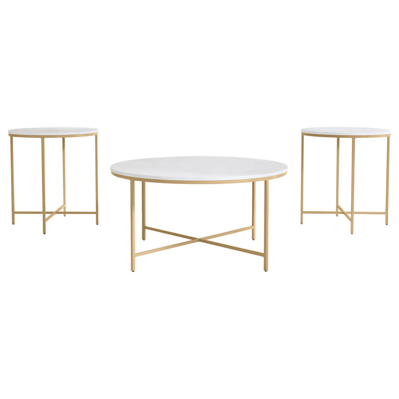 Ellison 3-piece Round Marble Coffee and End Table Set