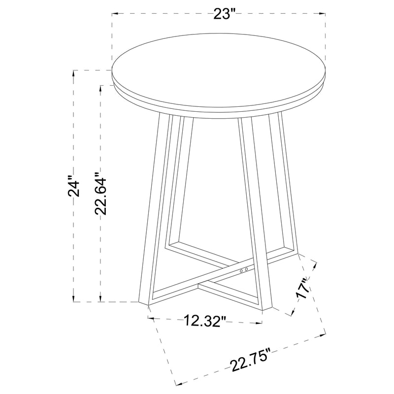 Hugo Round Faux Marble End Table White and Matte