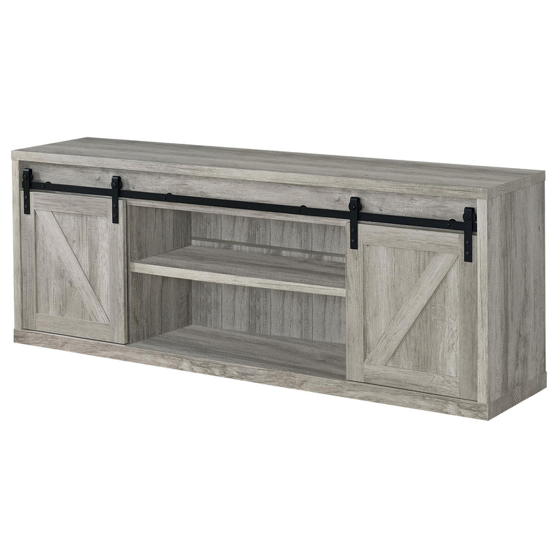 Brockton 2-door Engineered Wood 71-inch TV Stand Grey Driftwood - detail 3