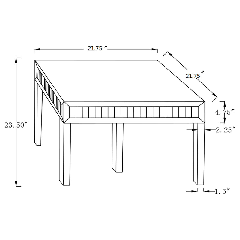 Whitfield Square Mirrored End Side Table