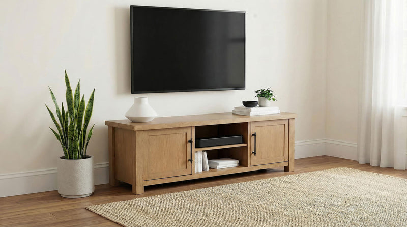 Beasley 2-Door 71-Inch Wood TV Stand Media Console Golden Oak
