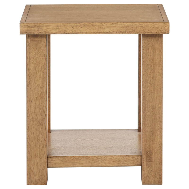 Beasley Square Wood End Side Table With Shelf Golden Oak - detail 3
