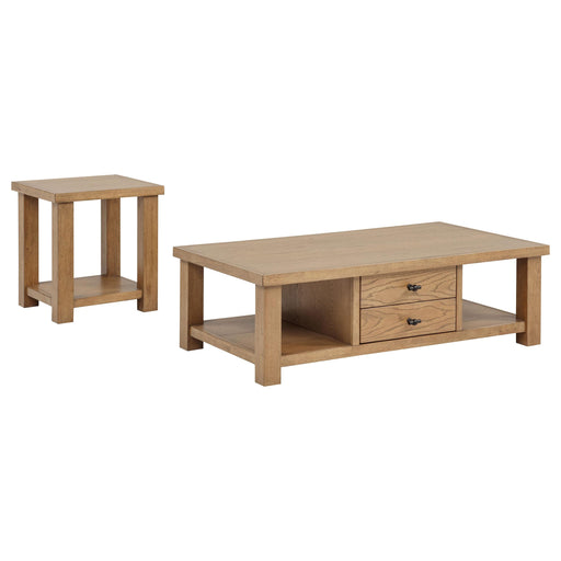 Beasley 2-Piece Wood Coffee Table Set Golden Oak - alternate view