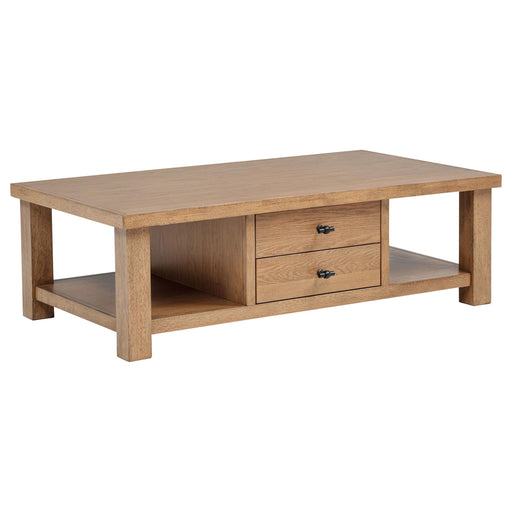 Beasley 2-Drawer Wood Coffee Table Golden Oak - alternate view