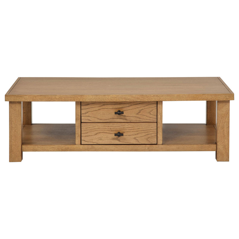 Beasley 2-Drawer Wood Coffee Table Golden Oak - detail 4