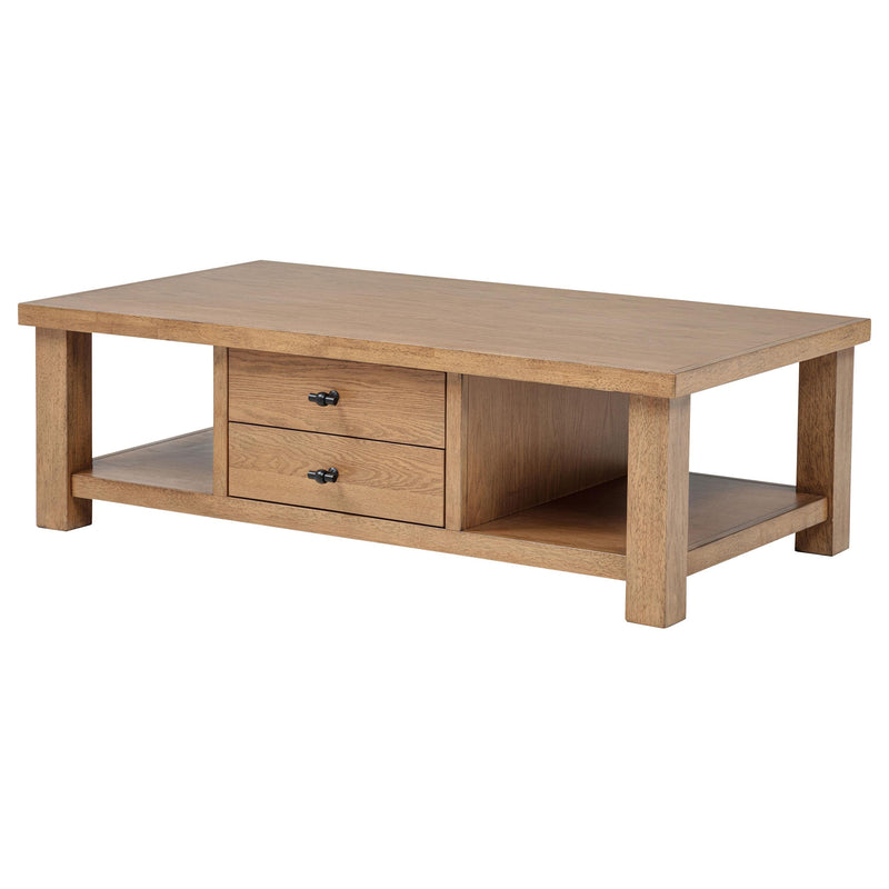 Beasley 2-Drawer Wood Coffee Table Golden Oak - detail 5