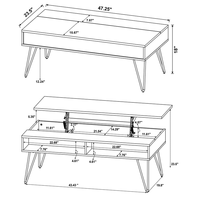 Fanning 2-piece Lift Top Coffee and End Table Set