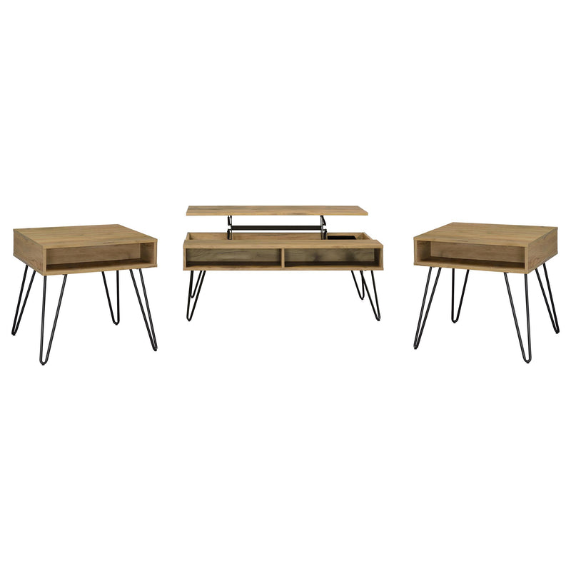 Fanning 3-piece Lift Top Coffee and End Table Set Golden Oak - alternate view