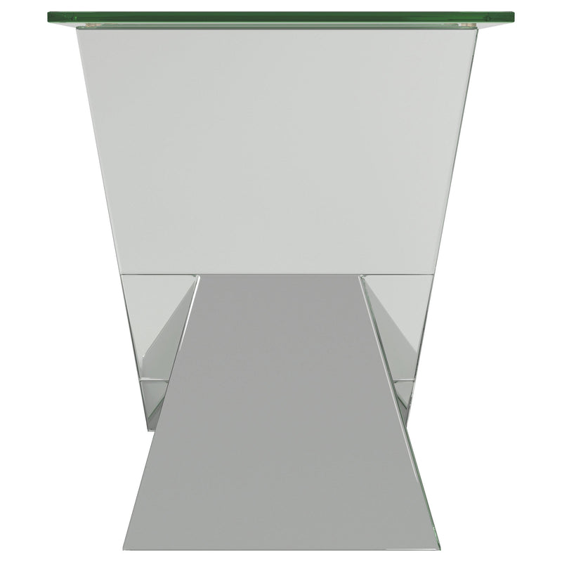 Taffeta Glass Top Mirrored Acrylic End Table