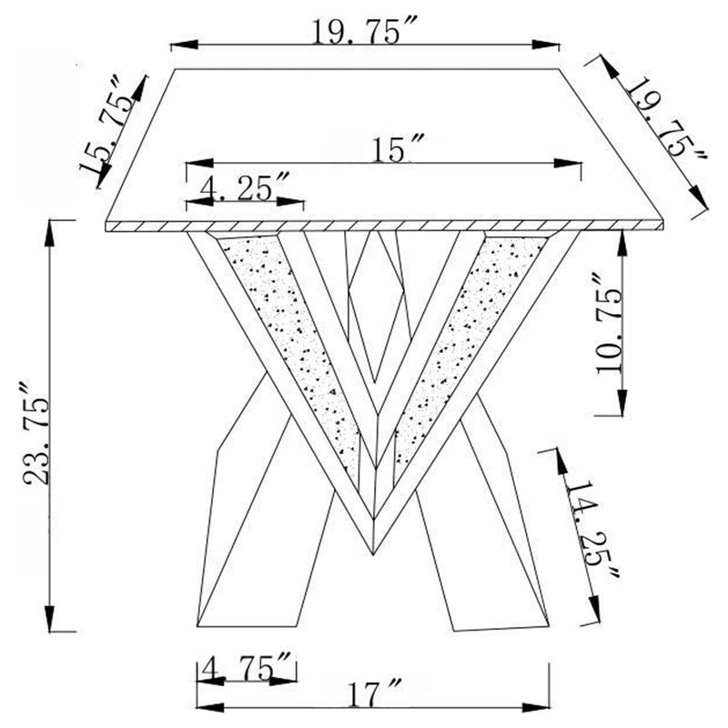 Taffeta Glass Top Mirrored Acrylic End Table