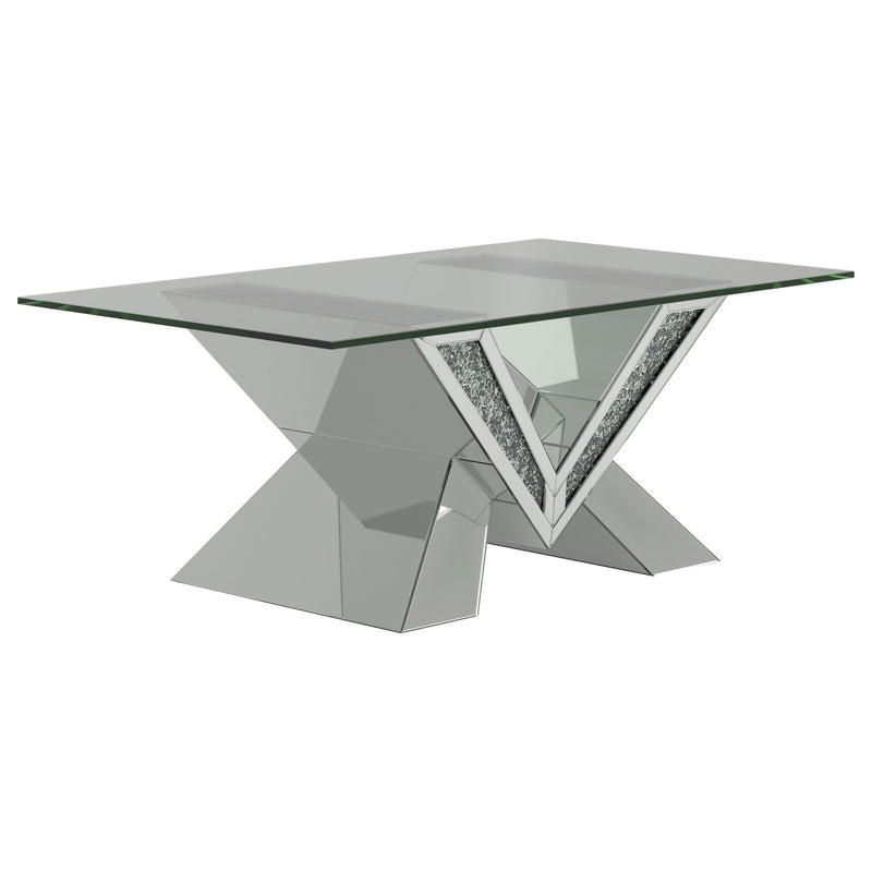 Taffeta Glass Top Mirrored Acrylic Coffee Table