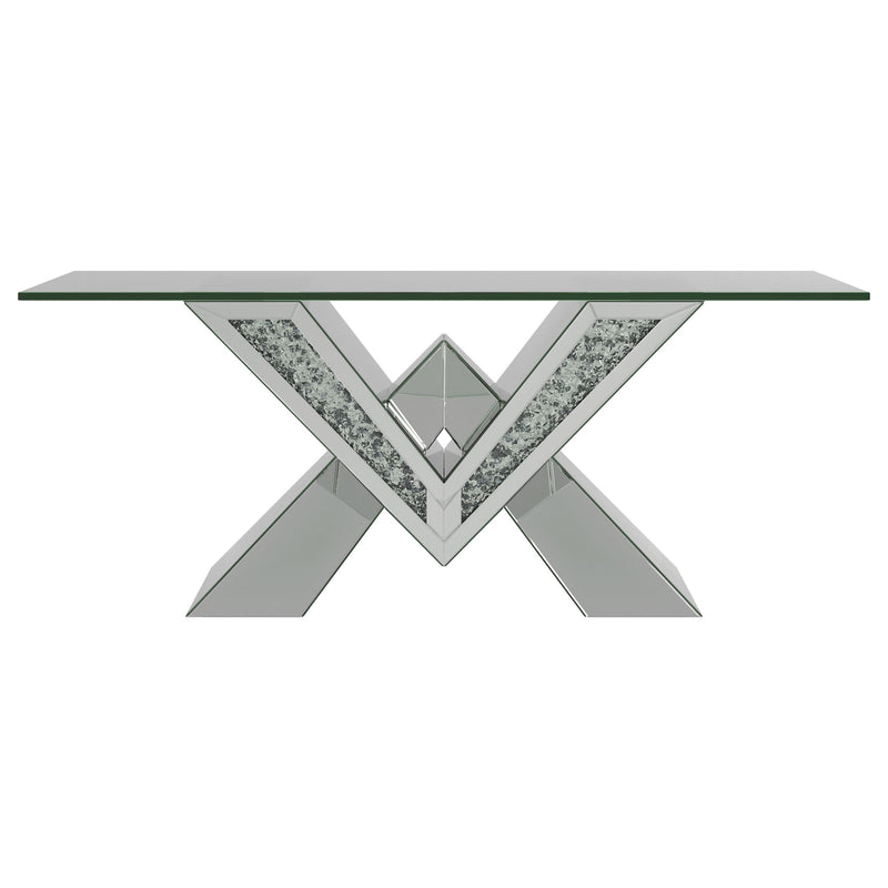 Taffeta Glass Top Mirrored Acrylic Coffee Table