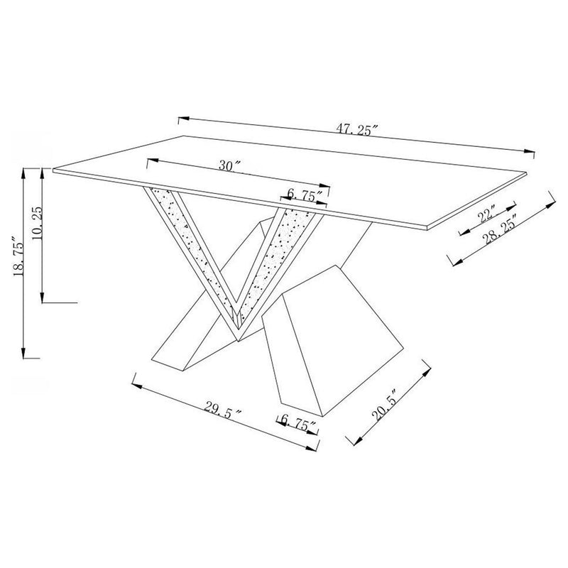 Taffeta Glass Top Mirrored Acrylic Coffee Table