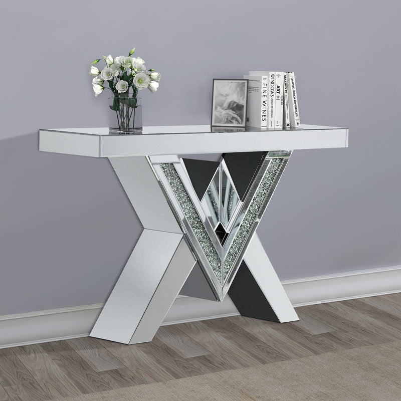 Taffeta V-shaped Mirrored Entryway Console Table